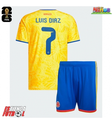 Colombia Luis Diaz #7 Primera Equipación Niños Mundial 2026 Manga Corta (+ Pantalones cortos)